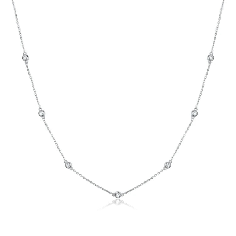 Qings Romantic Shine Necklace 925 Sterling Silver Necklace Plated Platinum Necklace with Zircon Jewelry Gift for Women