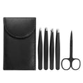 High Quality Durable Anti-Static Private Label Stainless Steel Pointed Slanted Eyebrows Tweezers Curved Scissors Black Eyebrow