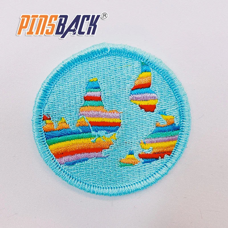 Wholesale Custom Embroidery Chenille Iron on logo Embroidered Heat Transfers Patches for Clothes velcro Badge Mountain Patch
