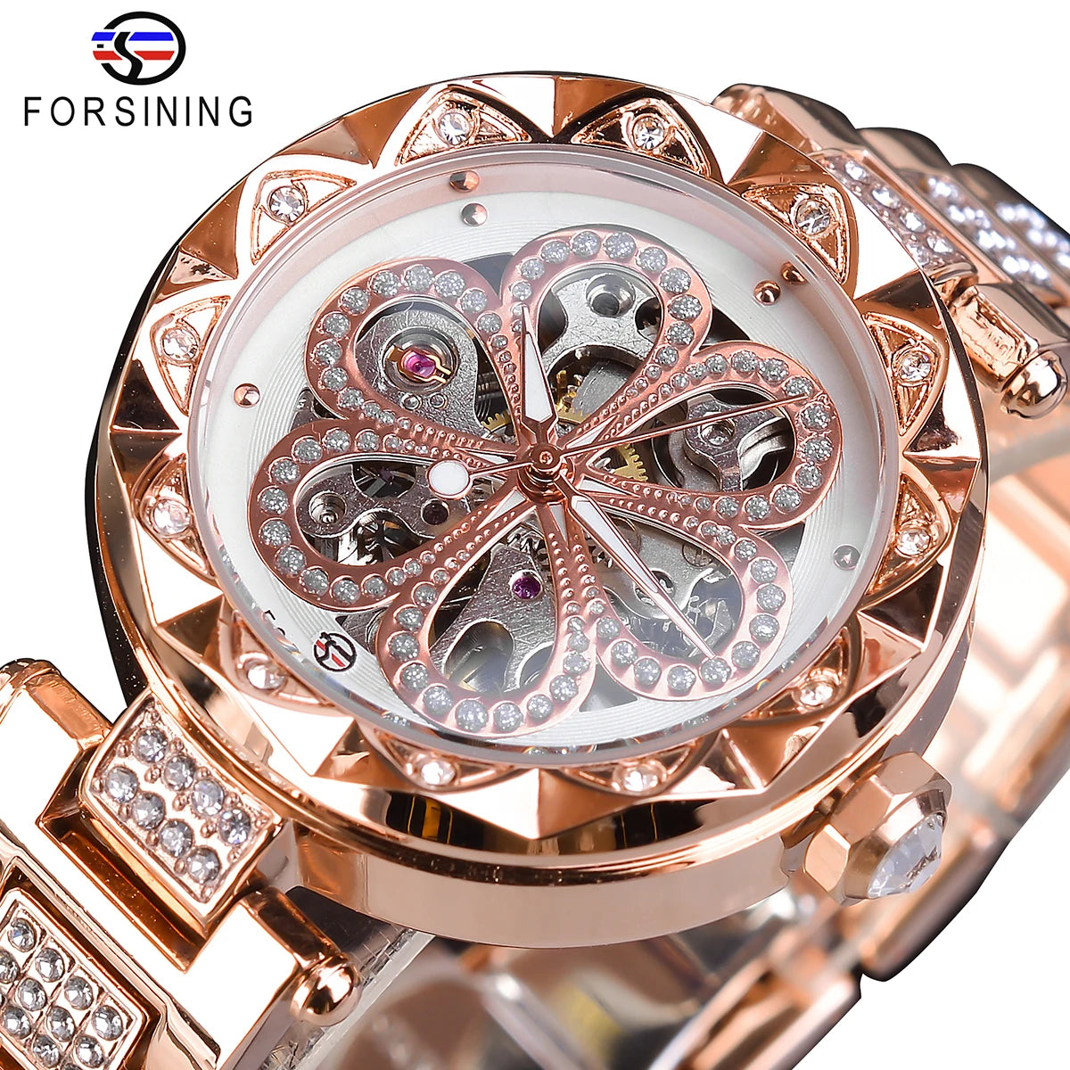 Forsining Women Watch Luxury Mechanical Automatic Ladies Fashion Elegant Dress Clock Skeleton Lady Wristwatches Relogio Feminino