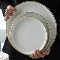 Nordic Ins Tableware Creative Painted Gold White Porcelain Dish Ceramic Western Dish Steak Dish