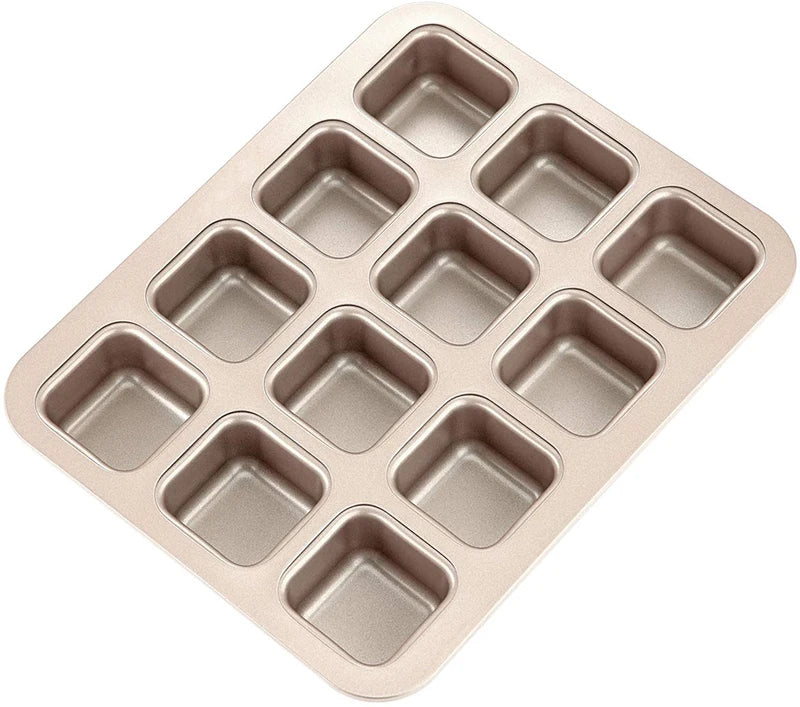 12 Cavity Non-Stick Square Muffin Pan Bakeware Mold Brownie Cake Mould Pan