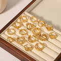 European American Exquisite Open Ring Metallic Linen Pattern 18K Gold Plated Ring Fashion Simple Stainless Steel Ring