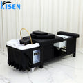 Kisen Luxury Multifunction Barbershop Shampoo Chair Head Spa Therapy Descending Washing Bed With Foot Spa Basin 110V 220V