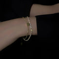 Summer 18K Gold Plated Cubic Zirconia Simple Bracelet Set for Women Rhinestone Shiny Chain Bracelet Double Layers Bracelet