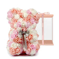 Preserved Rose Teddy Bear in Acrylic Box 25-40cm Romantic Gift for Christmas & Birthday