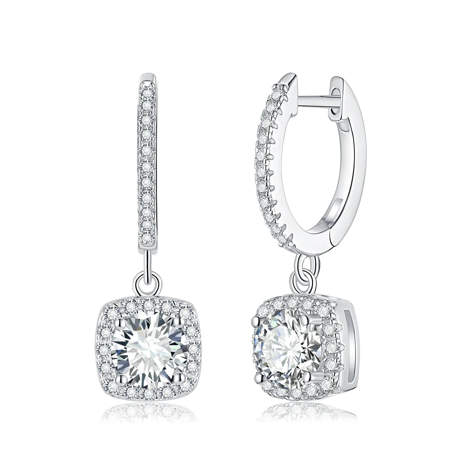 Hoop Earings Sterling Silver 925 1ct 0.5ct Moissanite Loop 925 Sterling Silver Hoop Earrings for Women