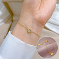 No Fading Titanium Steel Bracelet Full Diamond Zircon Heart Pendant Bracelet Women Stainless Steel Heart Bracelet