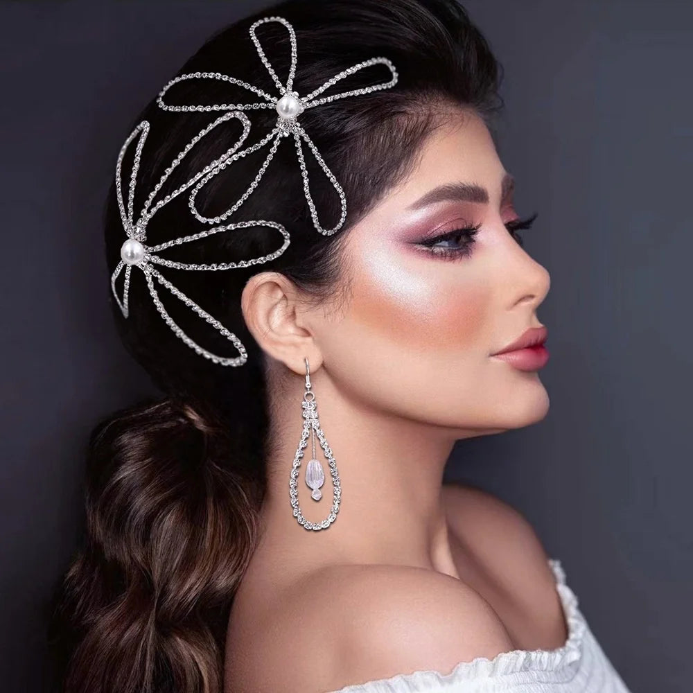 Bridal Flower Hair Accessories Wedding Rhinestone Crystal Bridal Headpiece Headband Bride Hair Comb for Women Girls