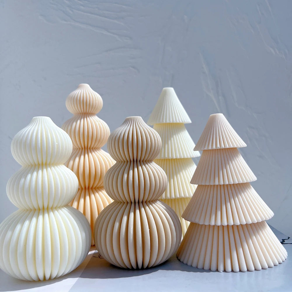 Ball Ribbed Christmas Tree Candle Molds Dinner Cake Silicone Mold Soy Wax Silicone Mould Christmas Home Resin Decor