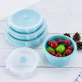 BPA Free Food Grade Silicone Bento Lunch Box Food Storage Container Round Collapsible Design for School Office Kids Adults