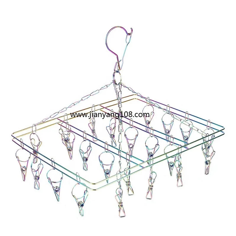 Popular Colorful Luxury Rainbow Square 316 Stainless Steel Socks Hanger and Rainbow Marine Grade Clothes Rack Hanger