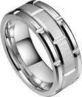 Fashion Stainless Steel Groove Three in One Combination Band Brush Men Ring