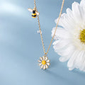 925 Sterling Silver White Daisy Flower Honey Bee Pendant 18K Gold Plated Zircon Necklaces Fashion Jewelry for Women