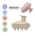 Customizable Silicone Scalp Hair Massager Biodegradable Wheat Straw Handle Personalized Logo Shampoo Hairbrush Massage Roller