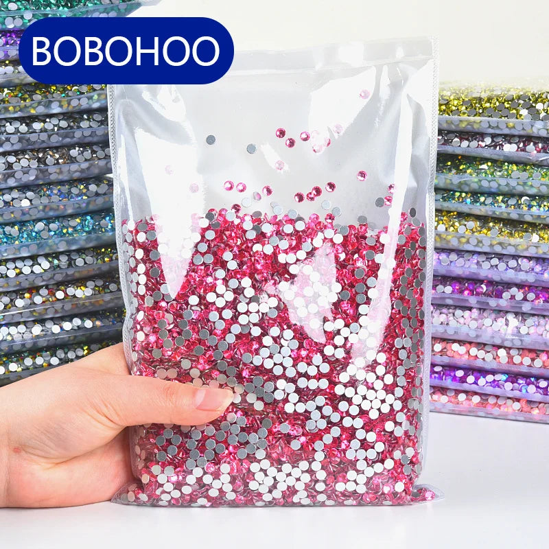 BOBOHOO Round Crystal Wholesale Bulk 100 Gross Non Hotfix Flatback Rhinestone Crystal  AB Stone Glass Rhinestone for Shoes DIY