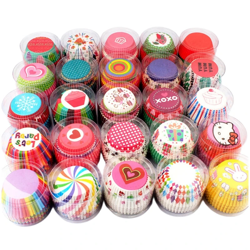 100Pack Baking Cupcake Mold Standard Muffins Cupcake Liner Solid Colorful Paper Baking Cups