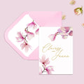 Romantic Pink Flower Printing Wedding Invitation Card With Ceremony Party Details and Customized Invitation Card Draft MegaBDM
