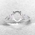 Sterling Silver 6*8mm Semi Mount Ring Empty Frame Blank Support Claw Setting S925 Base Holder Without Center Stone for DIY Inlay