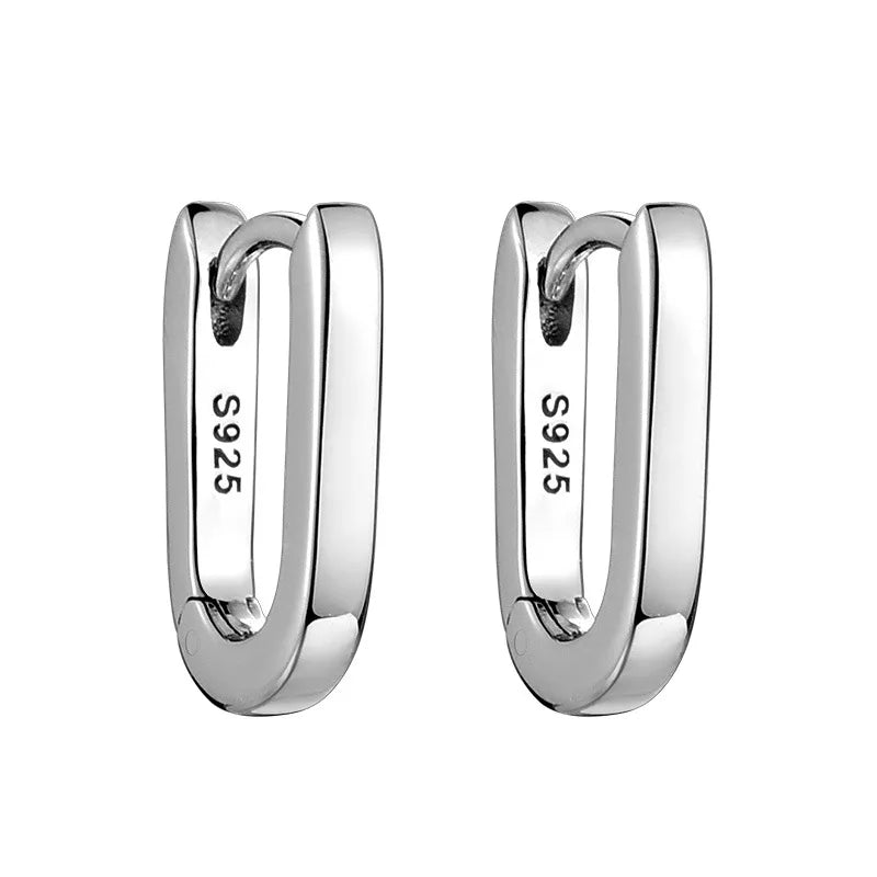 Personalized 925 Sterling Silver Hip Hop Black U Shape Huggie Earrings for Women and Man Wholesale