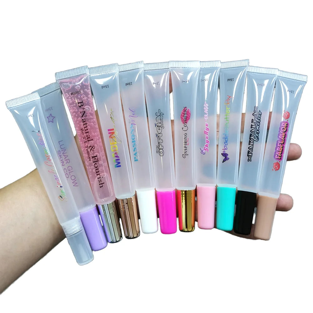 GST 2275 Custom Printed Soft Plastic Cosmetic Squeeze Tube 3ml 10ml 20ml Empty Lip Balm Liquid Lipstick Gloss with Screw Cap