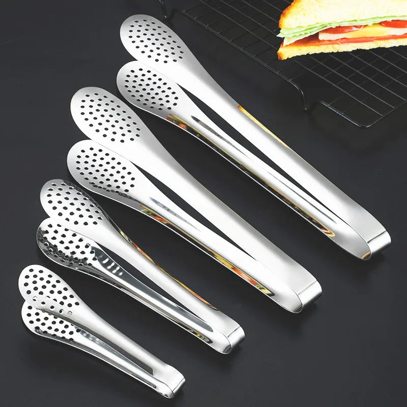 9/12inch Kitchen Serving Utensils Salad Cake Bread Food Tongs Stainless Steel Buffet Party Catering Serving Tongs