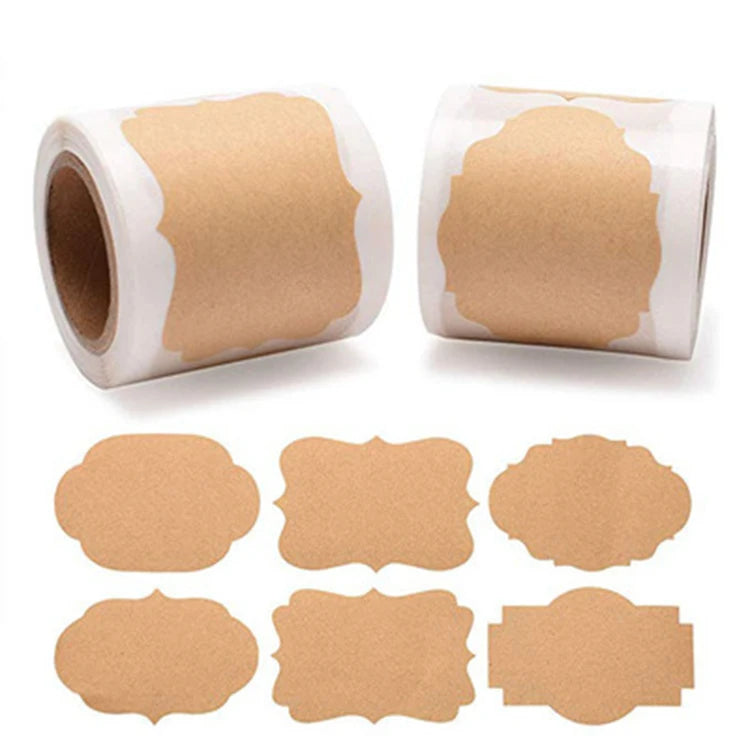 Wholesale 300pcs/roll Kraft Paper Stickers Environmentally Friendly Writable Roll Stickers DIY Labels