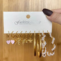 VKME Wholesale Korean Butterfly Stud Earring Set Heart Moon Charms Pearl Hoop Earrings for Women