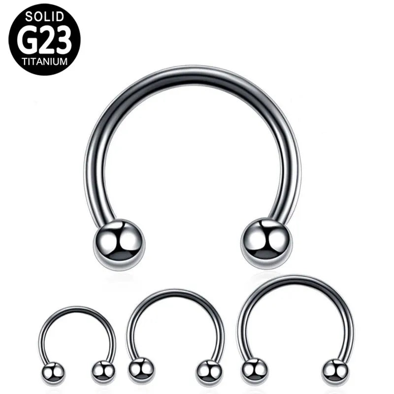 Body Piercing Wholesale G23/ASTM F136 Titanium 16G Externally Treaded Horsehoe With Balls Jewelry Nose Earring