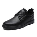 Men's Formal Black PU Leather Loafers Spring Big-Toe Business Casual Dress Shoes with Lace-Up Soft Soles & Non-Slip Design