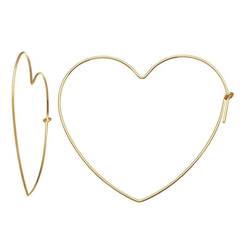 High Quality 14K Gold Filled GF Heart Shape Ear Wire Smooth Carved Hoop Earrings for Jewelry Women Making