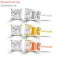 14k Solid Gold 1ct Princess Cut Moissanite Stud Earrings DEF VVS Moissanite Diamonds Fashion Earrings Stud Jewelry