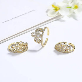 Classic Style New Design 18K Gold Plated Cubic Fine Zirconia Ring Wedding Rings Jewelry Gold 18K Couple