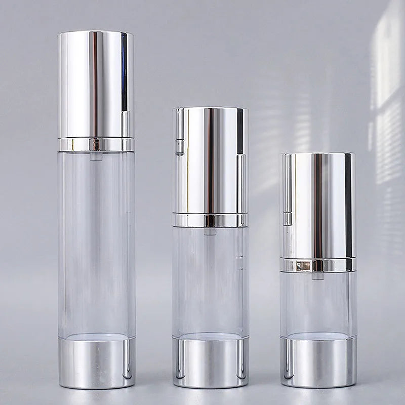 Wholesale Shinning Matte Silver Airless Pump Spray Bottle Empty Cosmetic Packaging for Skin Care Serum 15ml 30ml 50ml Sizes