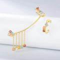 Luxury Asymmetrical Ear Clip Multicolor Zircon Stud Women Jewelry 925 Sterling Silver Gold Plated Climber Earrings