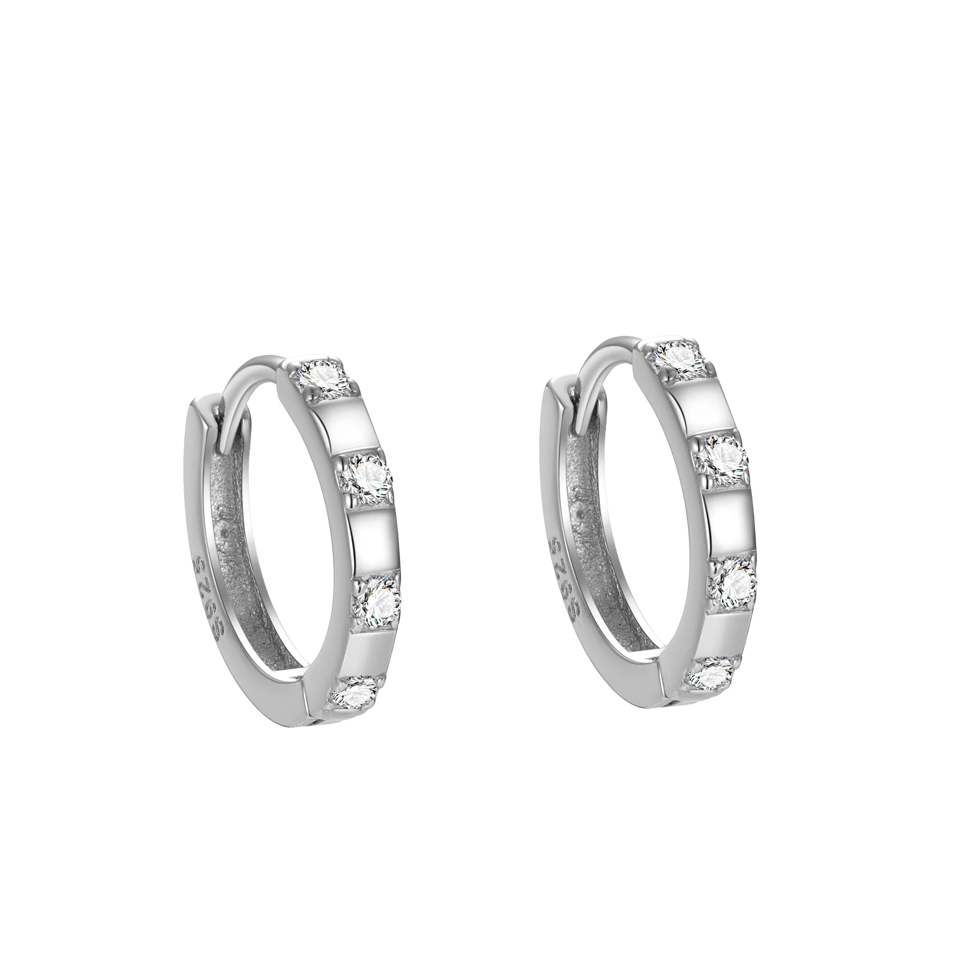 Trendy Hoops 925 Sterling Silver Circle Round Small Cubic Zirconia Simple Earring for Women Men Wholesale Fine Jewelry