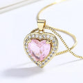 Crystal Hot Pink Fashionable Love Design High-Grade Pendant Heart -Shaped Necklaces New in for Women