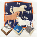 Hengli Hot-selling Horse Design Customized Pattern Large 100% Silk Ladies Scarves Satin Silk Feeling Headscarf
