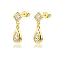 Milskye Fashion Lady Design Cz Jewelry 925 Silver Plated Real Gold Pear Drop Earrings