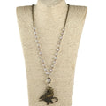 JH Wholesale Antique Bronze Alloy Chain Crystal Glass Rosary Chain Women Necklace  Alloy Bird Pendant Necklace