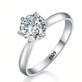 Huitan S925 6 Claws Design Sparkling Imitated Diamond Finger Rings Women Wedding Engagement CZ Rings Sterling Silver Jewelry OEM