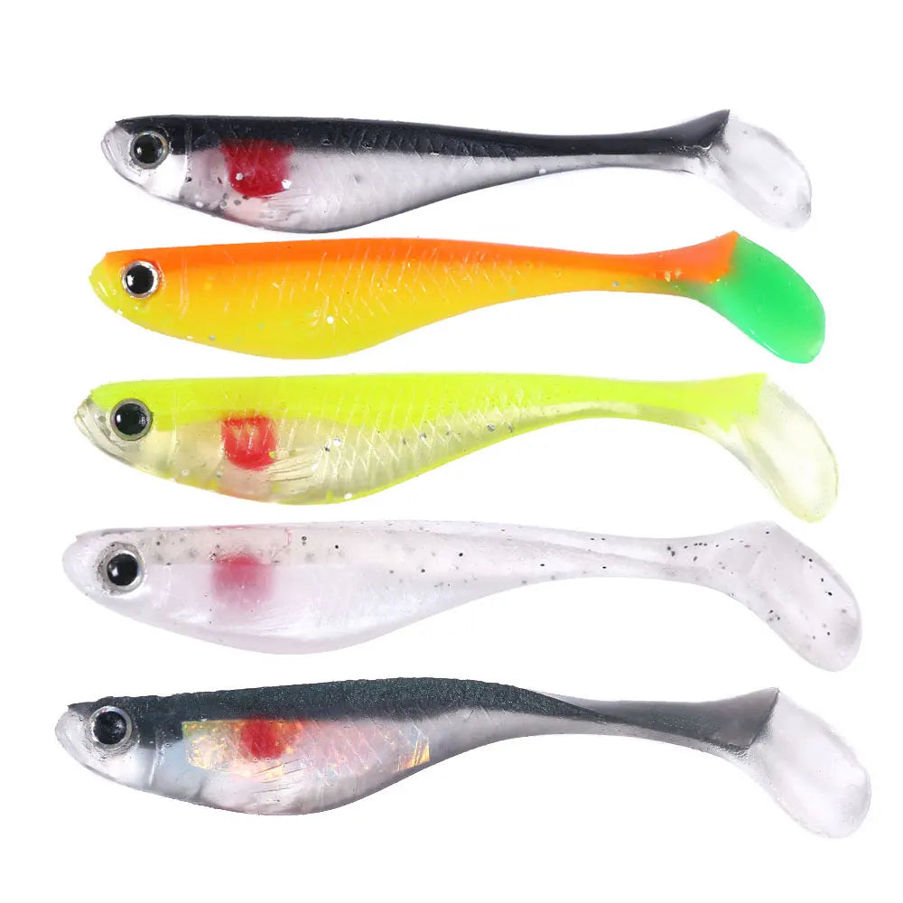 5pcs/Bag Super Soft Lure 3d Eyes rainbow Fish 8.8cm/5g Artificial Bait Plastic Softlure Silicone Worm