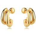 High Fashion Brass Electroplated Gold Glossy Double Layers C-shaped Earrings Two Ways to Wear Women's Jewelry Customized