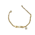 Qiuhan OEM/ODM  Zircon Flower Adjustable Box Chain Gold Engraved Custom Name Bracelet