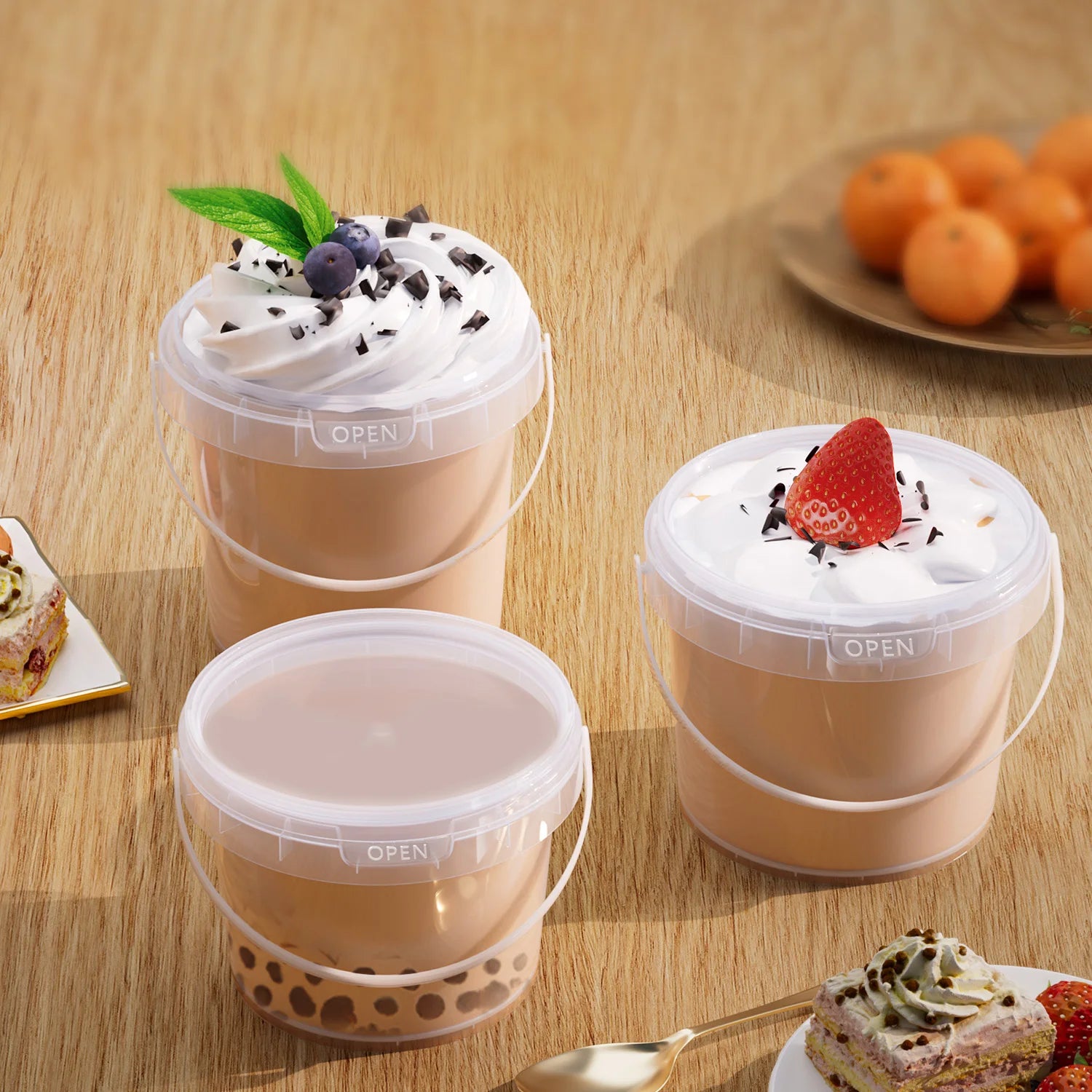 Factory-Managed Small Clear Recyclable Plastic Ice Cream Buckets Food-Safe Bulk Plastic Bucket for Storage