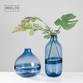 Merlin Living Nordic Modern Clear Blue Bubble Shape Crystal Tabletop Vase Home Decor with Glass Vase