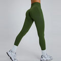 Women's High Waist Seamless Gym Yoga Pants Scrunch Butt Lifting Leggings with Elastic Waist Closure Solid Pattern Yoga Leggings