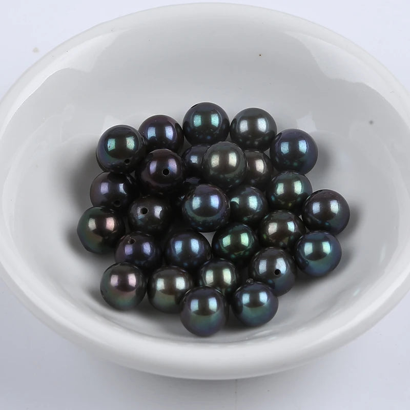 7-8mm Black Round Loose Freshwater Pearl Beads