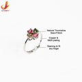 Wholesale Oneby Jewelry Natural Gemstone Tourmaline Silver Plated Luxury Adjustable Ring