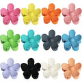 9pcs Solid Matte 7cm Plastic Flower Pattern Hair Claw Clamp Korean Style Hair Clips for Women and Girls
